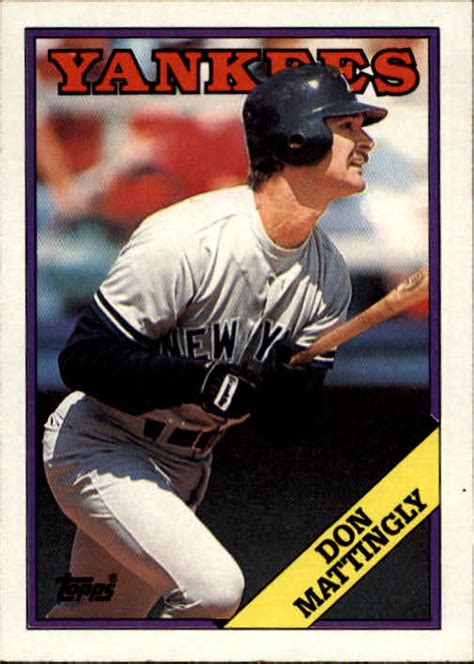 Contact information for natur4kids.de - 1988 Topps Don Mattingly Baseball Card #2 Mint FREE SHIPPING. $1.25. Free shipping. 2023 Topps Series 1 Don Mattingly YANKEES #T88-72 1988 Gold Parallel /75. $40.00. 